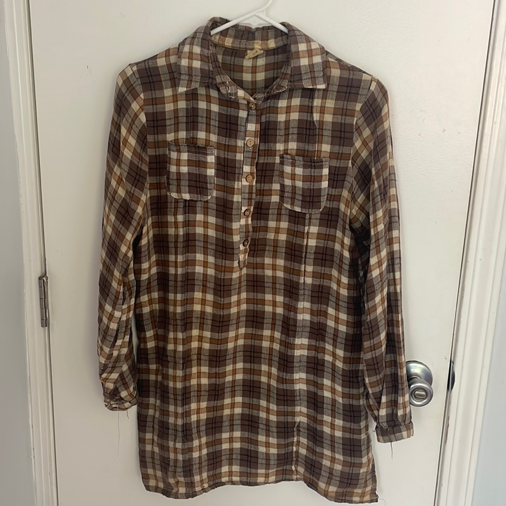 Vintage Oversized Womens Plaid Button Down